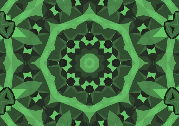 Vintage Dekorativen Grünen Hintergrund Mit Geometrischen Abstrakten Kaleidoskopischen Symmetrischen Muster — Stockfoto