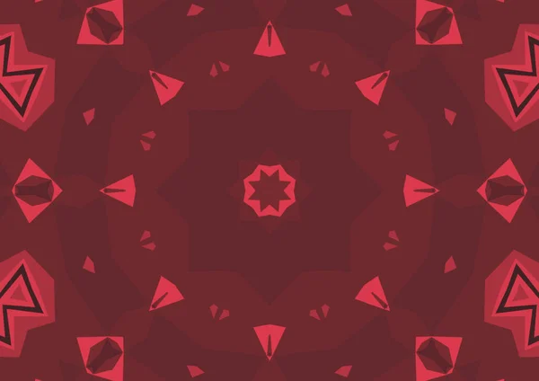 Fondo Rojo Decorativo Vintage Con Patrón Simétrico Caleidoscópico Abstracto Geométrico —  Fotos de Stock