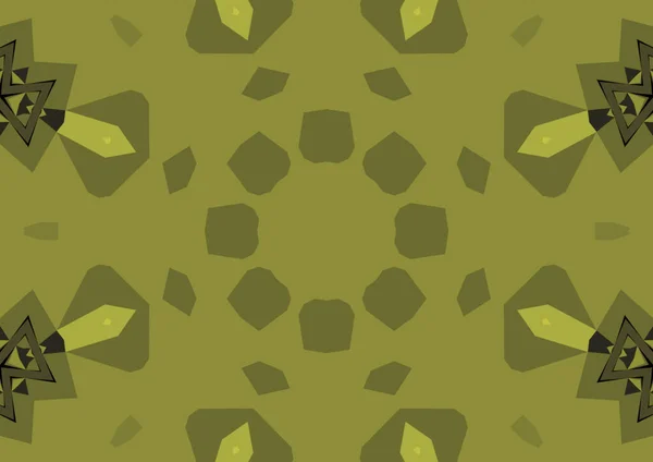 Vintage Decorative Yellow Background Geometric Abstract Kaleidoscopic Symmetrical Pattern — Stock Photo, Image