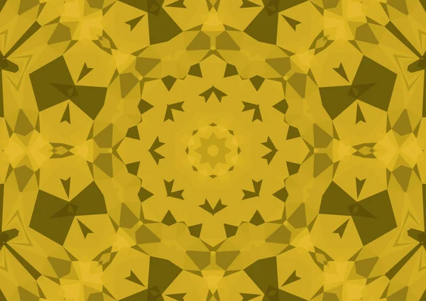 Vintage Decorative Yellow Background Geometric Abstract Kaleidoscopic Symmetrical Pattern — Stock Photo, Image