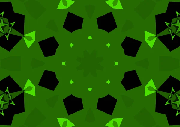 Vintage Decorative Green Background Geometric Abstract Kaleidoscopic Symmetrical Pattern — Stock Photo, Image