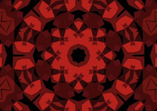 Vintage Dekoracyjne Czerwone Tło Geometrycznym Abstrakcyjnym Kalejdoskopowym Symetrycznym Wzorem — Zdjęcie stockowe
