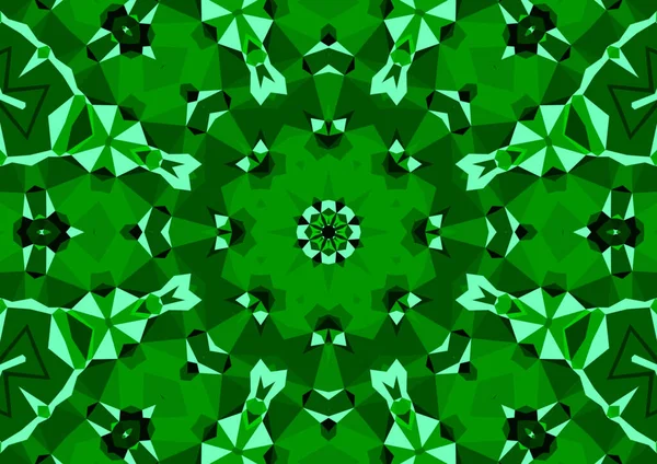 Vintage Dekorativen Grünen Hintergrund Mit Geometrischen Abstrakten Kaleidoskopischen Symmetrischen Muster — Stockfoto