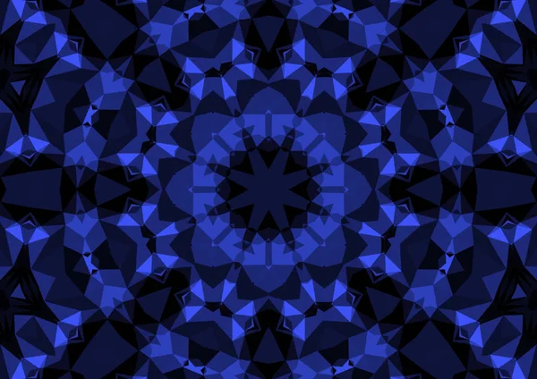Vintage Decoratieve Blauwe Achtergrond Met Geometrische Abstracte Caleidoscopische Symmetrische Patroon — Stockfoto