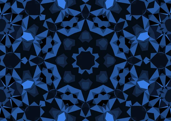 Vintage Dekoracyjny Niebieski Tło Geometryczny Abstrakcyjny Kalejdoskopowy Symetryczny Wzór — Zdjęcie stockowe
