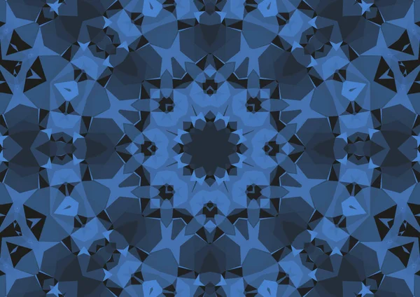 Vintage Decoratieve Blauwe Achtergrond Met Geometrische Abstracte Caleidoscopische Symmetrische Patroon — Stockfoto