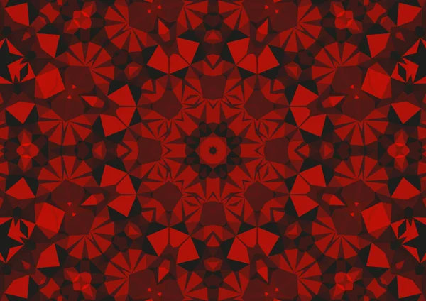 Vintage Dekorativ Röd Bakgrund Med Geometriska Abstrakta Kalejdoskopiska Symmetriska Mönster — Stockfoto