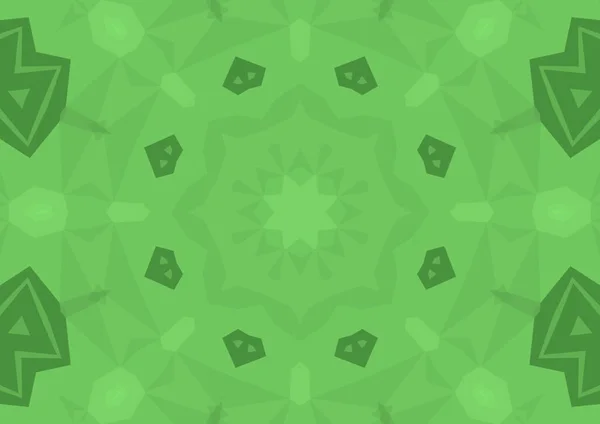 Vintage Decorative Green Background Geometric Abstract Kaleidoscopic Symmetrical Pattern — Stock Photo, Image