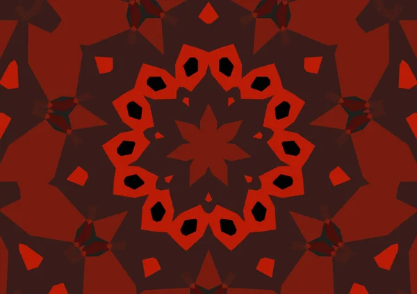 Vintage Decorative Red Background Geometric Abstract Kaleidoscopic Symmetrical Pattern — Stock Photo, Image