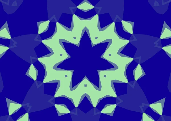 Vintage Decoratieve Blauwe Achtergrond Met Geometrische Abstracte Caleidoscopische Symmetrische Patroon — Stockfoto