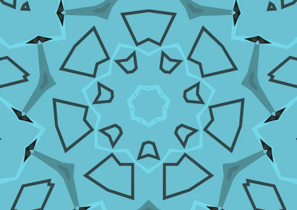 Vintage Dekorativen Blauen Hintergrund Mit Geometrischen Abstrakten Kaleidoskopischen Symmetrischen Muster — Stockfoto