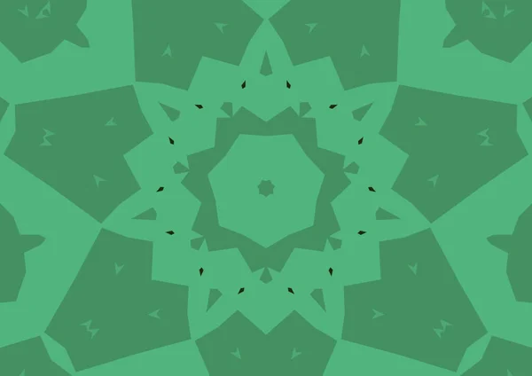 Vintage Dekoracyjne Zielone Tło Geometrycznym Abstrakcyjnym Kalejdoskopowym Symetrycznym Wzorem — Zdjęcie stockowe