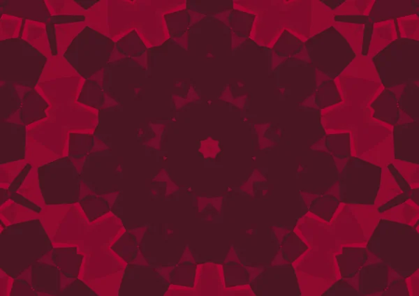 Fondo Rojo Decorativo Vintage Con Patrón Simétrico Caleidoscópico Abstracto Geométrico —  Fotos de Stock