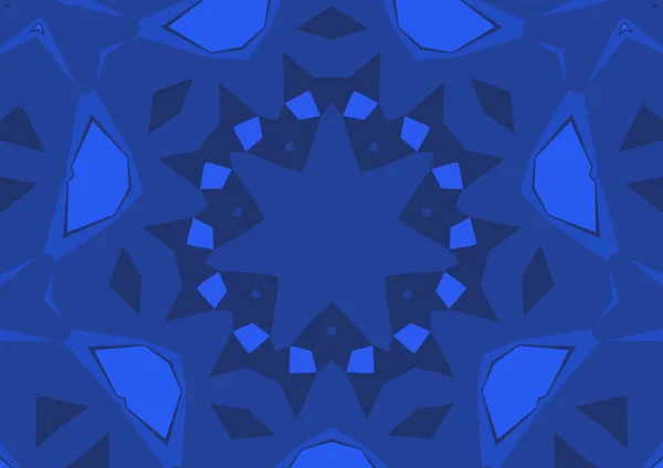 Vintage Decorative Blue Background Geometric Abstract Kaleidoscopic Symmetrical Pattern — Stock Photo, Image