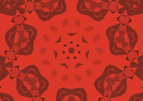 Fondo Rojo Decorativo Vintage Con Patrón Simétrico Caleidoscópico Abstracto Geométrico — Foto de Stock