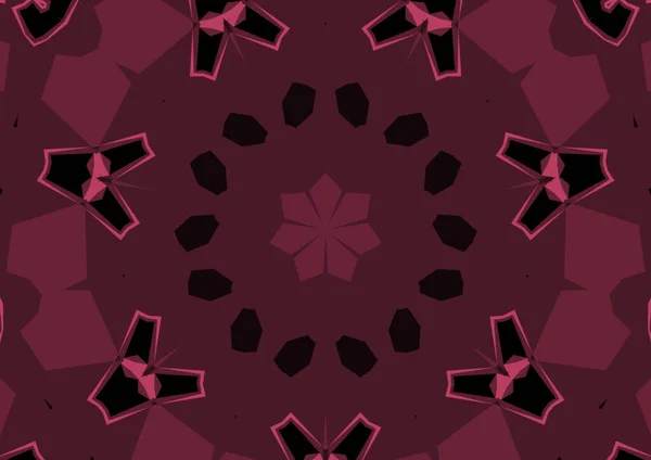 Vintage Decorative Red Background Geometric Abstract Kaleidoscopic Symmetrical Pattern — Stock Photo, Image