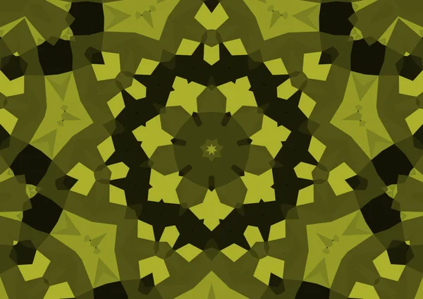 Vintage Decoratieve Gele Achtergrond Met Geometrische Abstracte Caleidoscopische Symmetrische Patroon — Stockfoto