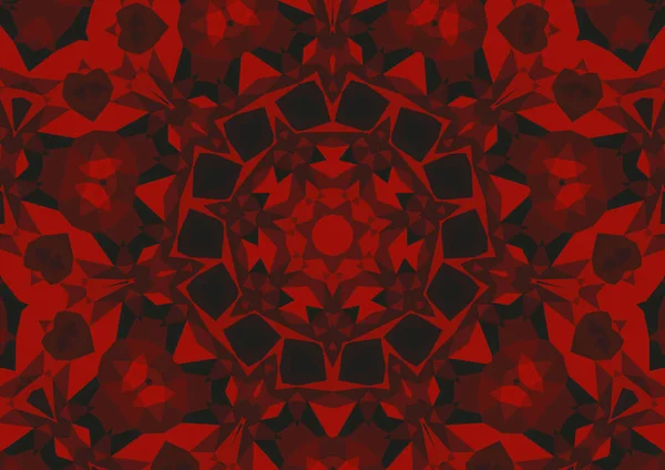 Fundal Roșu Decorativ Vintage Model Simetric Caleidoscopic Abstract Geometric — Fotografie, imagine de stoc