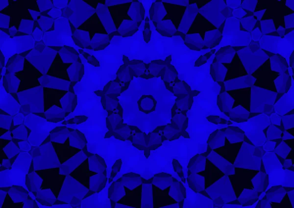 Ročník Dekorativní Modré Pozadí Geometrickým Abstraktním Kaleidoskopickým Symetrickým Vzorem — Stock fotografie