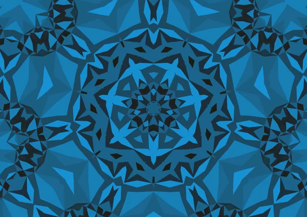 Fondo Azul Decorativo Vintage Con Patrón Simétrico Caleidoscópico Abstracto Geométrico —  Fotos de Stock