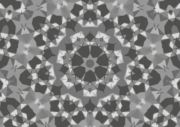 Vintage Decorative Monochrome Background Geometric Abstract Kaleidoscopic Symmetrical Pattern — Stock Photo, Image