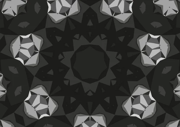 Vintage Dekorativen Monochromen Hintergrund Mit Geometrischen Abstrakten Kaleidoskopischen Symmetrischen Muster — Stockfoto