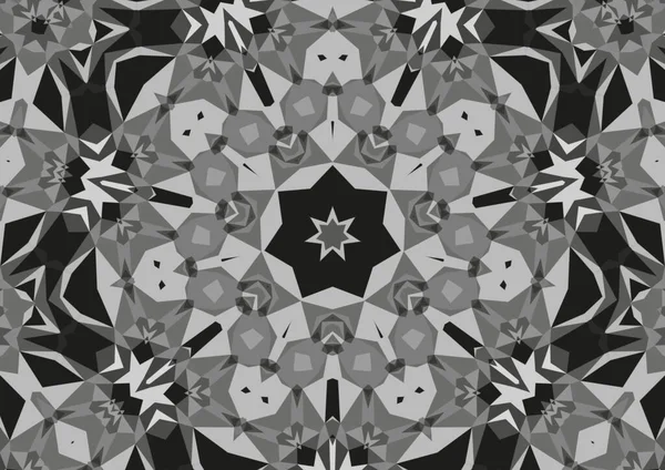 Fondo Monocromo Decorativo Vintage Con Patrón Simétrico Caleidoscópico Abstracto Geométrico —  Fotos de Stock