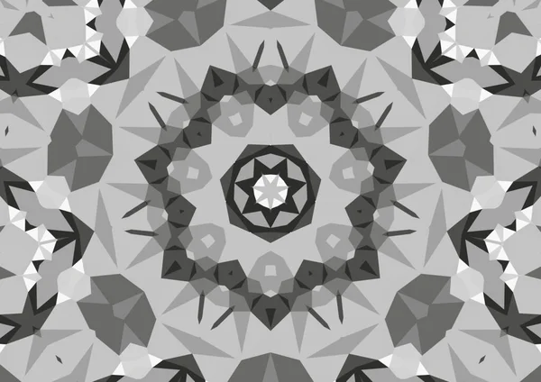 Vintage Decorative Monochrome Background Geometric Abstract Kaleidoscopic Symmetrical Pattern — Stock Photo, Image