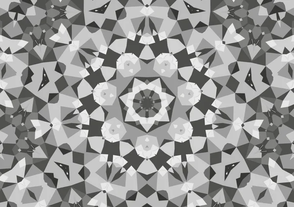 Vintage Fond Monochrome Décoratif Avec Motif Géométrique Abstrait Kaléidoscopique Symétrique — Photo