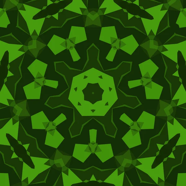 Vintage Decorativo Sfondo Verde Con Geometrico Astratto Caleidoscopico Modello Simmetrico — Foto Stock