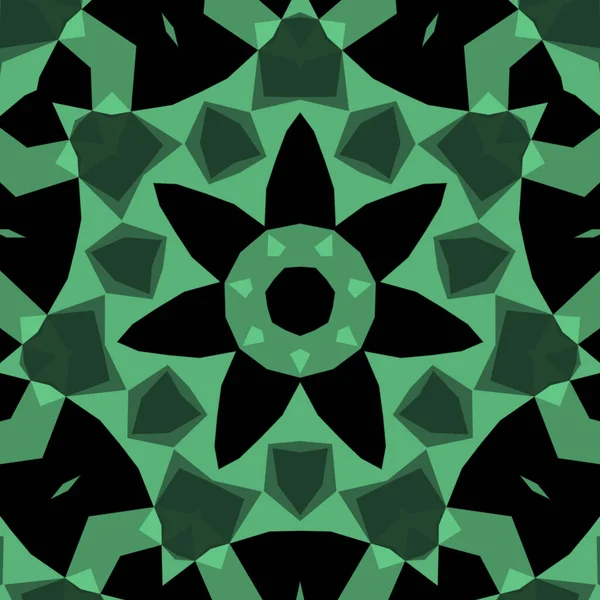 Vintage Fond Vert Décoratif Avec Motif Géométrique Abstrait Kaléidoscopique Symétrique — Photo