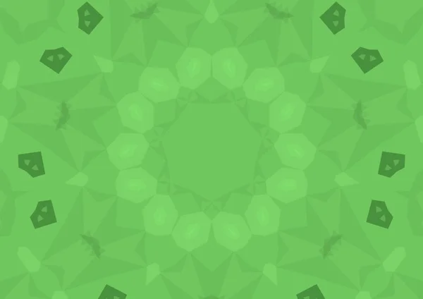 Vintage Dekoratív Zöld Háttér Geometriai Absztrakt Kaleidoszkópos Szimmetrikus Minta — Stock Fotó