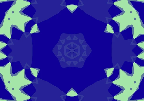 Vintage Dekorativen Blauen Hintergrund Mit Geometrischen Abstrakten Kaleidoskopischen Symmetrischen Muster — Stockfoto