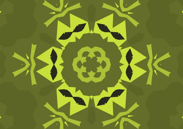 Vintage Dekorativen Gelben Hintergrund Mit Geometrischen Abstrakten Kaleidoskopischen Symmetrischen Muster — Stockfoto