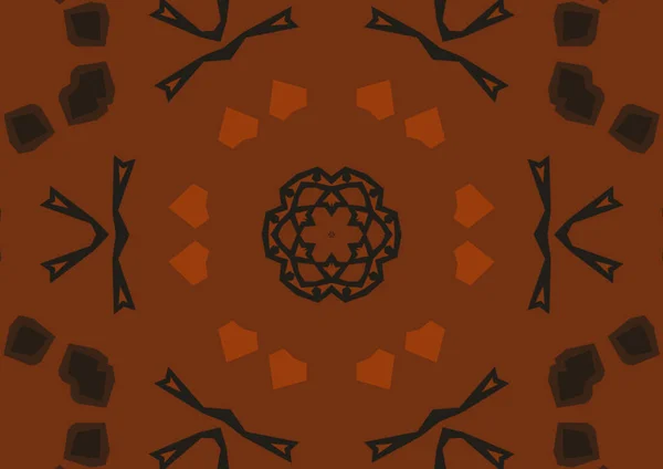 Ročník Dekorativní Oranžové Pozadí Geometrickým Abstraktním Kaleidoskopickým Symetrickým Vzorem — Stock fotografie