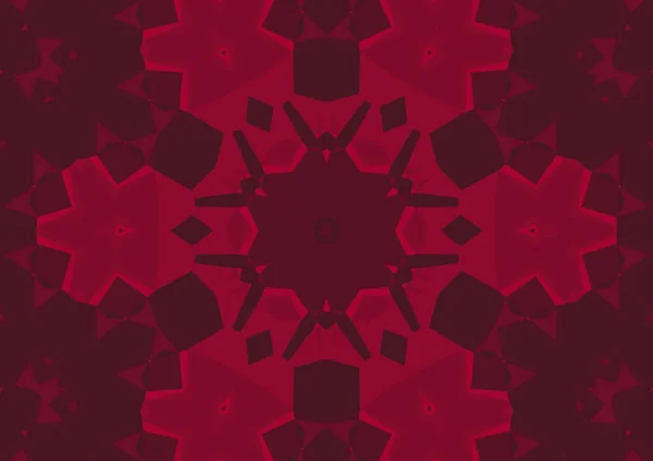 Fundo Vermelho Decorativo Vintage Com Padrão Simétrico Caleidoscópico Abstrato Geométrico — Fotografia de Stock