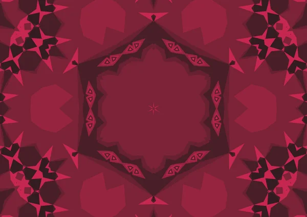 Vintage Decorative Red Background Geometric Abstract Kaleidoscopic Symmetrical Pattern — Stock Photo, Image