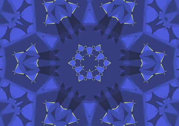 Vintage Decorative Blue Background Geometric Abstract Kaleidoscopic Symmetrical Pattern — Stock Photo, Image