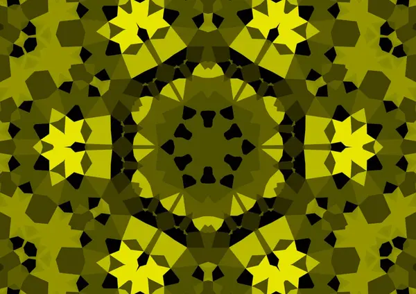 기하학적 추상적 만화경 무늬가 스러운 노란색 — 스톡 사진