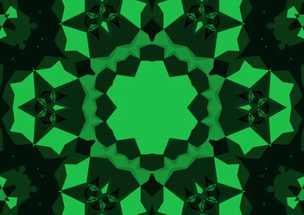 Vintage Fond Vert Décoratif Avec Motif Géométrique Abstrait Kaléidoscopique Symétrique — Photo