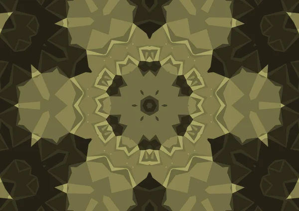 Vintage Decorative Yellow Background Geometric Abstract Kaleidoscopic Symmetrical Pattern — Stock Photo, Image