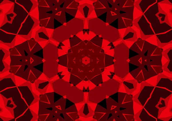 Vintage Decorative Red Background Geometric Abstract Kaleidoscopic Symmetrical Pattern — Stock Photo, Image