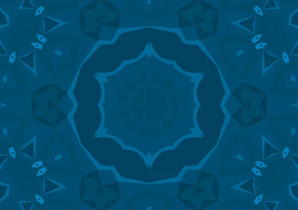 幾何学的な抽象的な万華鏡の対称パターンとヴィンテージ装飾青の背景 — ストック写真