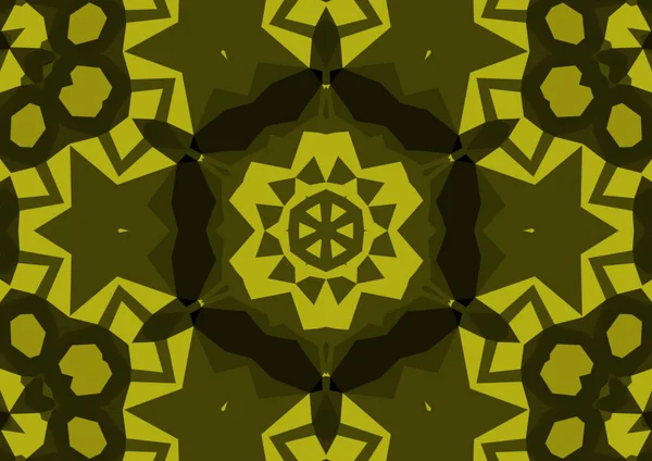 Latar Belakang Kuning Dekoratif Kuno Dengan Pola Simetris Abstrak Geometris — Stok Foto