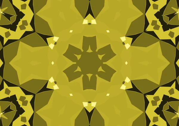 Vintage Dekorativen Gelben Hintergrund Mit Geometrischen Abstrakten Kaleidoskopischen Symmetrischen Muster — Stockfoto