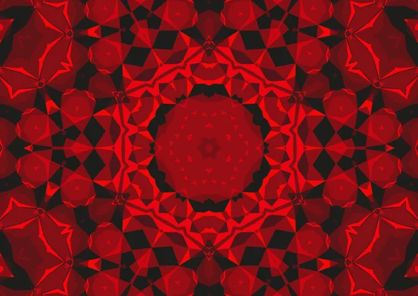 Fondo Rojo Decorativo Vintage Con Patrón Simétrico Caleidoscópico Abstracto Geométrico — Foto de Stock