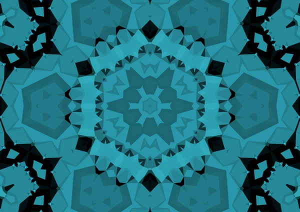 Fondo Azul Decorativo Vintage Con Patrón Simétrico Caleidoscópico Abstracto Geométrico —  Fotos de Stock