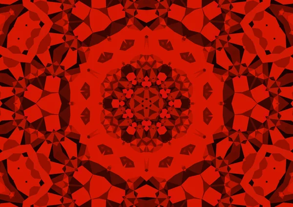 Fondo Rojo Decorativo Vintage Con Patrón Simétrico Caleidoscópico Abstracto Geométrico — Foto de Stock