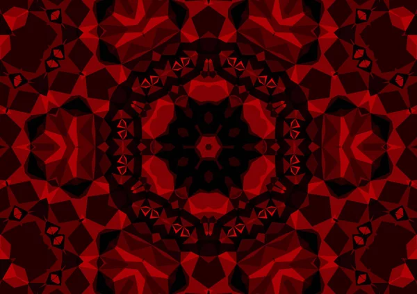 Vintage Dekoracyjne Czerwone Tło Geometrycznym Abstrakcyjnym Kalejdoskopowym Symetrycznym Wzorem — Zdjęcie stockowe