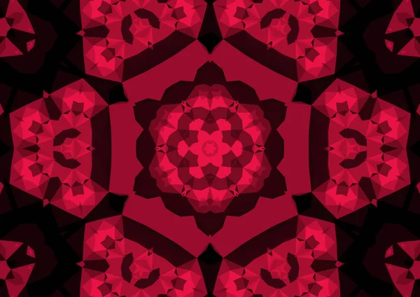 Vintage Decorative Red Background Geometric Abstract Kaleidoscopic Symmetrical Pattern — Stock Photo, Image